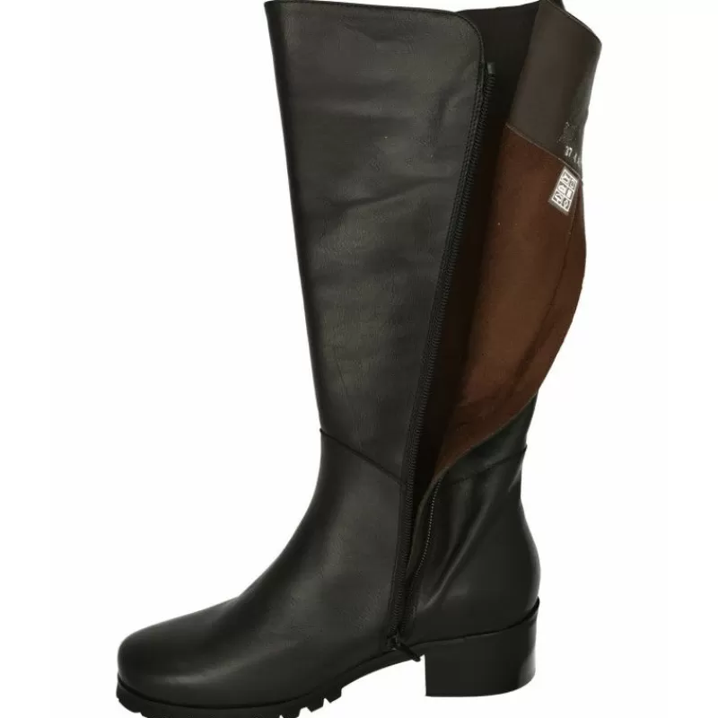 PieSanto Botas-Bota Alta De Con Caña De Ancho Especial 47 Cm De Pala Lisa Y Elastico En Caña. Piso De Goma Y Tacon De Suela Con Planta Negro