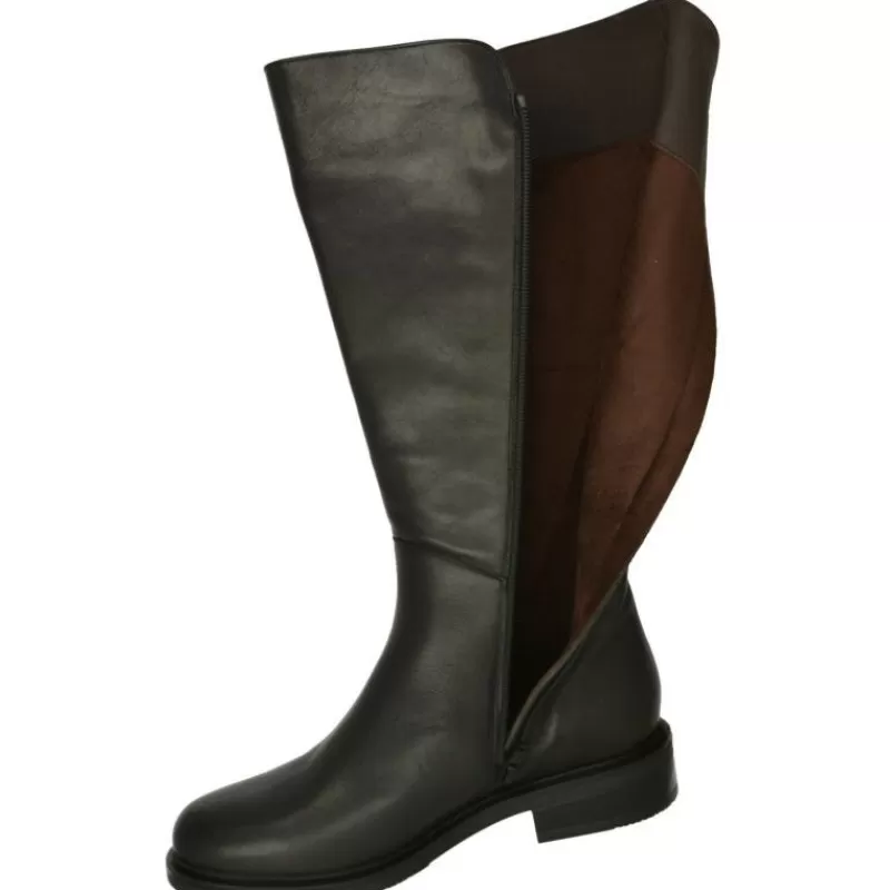 PieSanto Botas-Bota Alta De Con Caña De Ancho Especial 47 Cm De Pala Lisa Y Elastico En Caña. Piso De Goma Y Tacon De Suela Con Planta Negro
