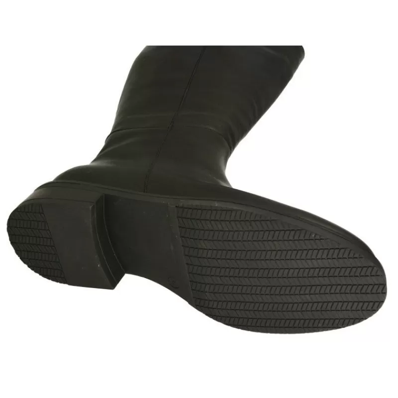 PieSanto Botas-Bota Alta De Con Caña De Ancho Especial 47 Cm De Pala Lisa Y Elastico En Caña. Piso De Goma Y Tacon De Suela Con Planta Negro