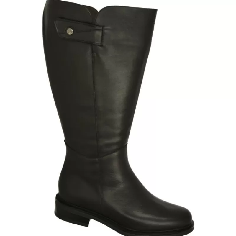 PieSanto Botas-Bota Alta De Con Caña De Ancho Especial 47 Cm De Pala Lisa Y Elastico En Caña. Piso De Goma Y Tacon De Suela Con Planta Negro