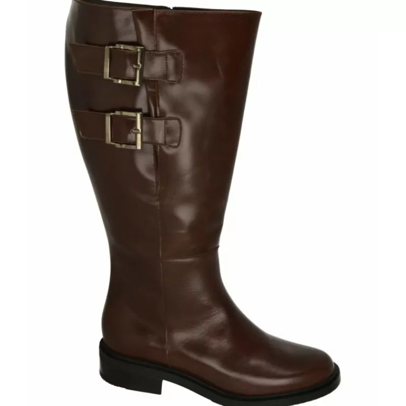 PieSanto Botas-Bota Alta De De Caña Extra Ancha 48Cm Hebillas En Caña Y Piso De Bloque Goma Tacon Con Planta De Descanso