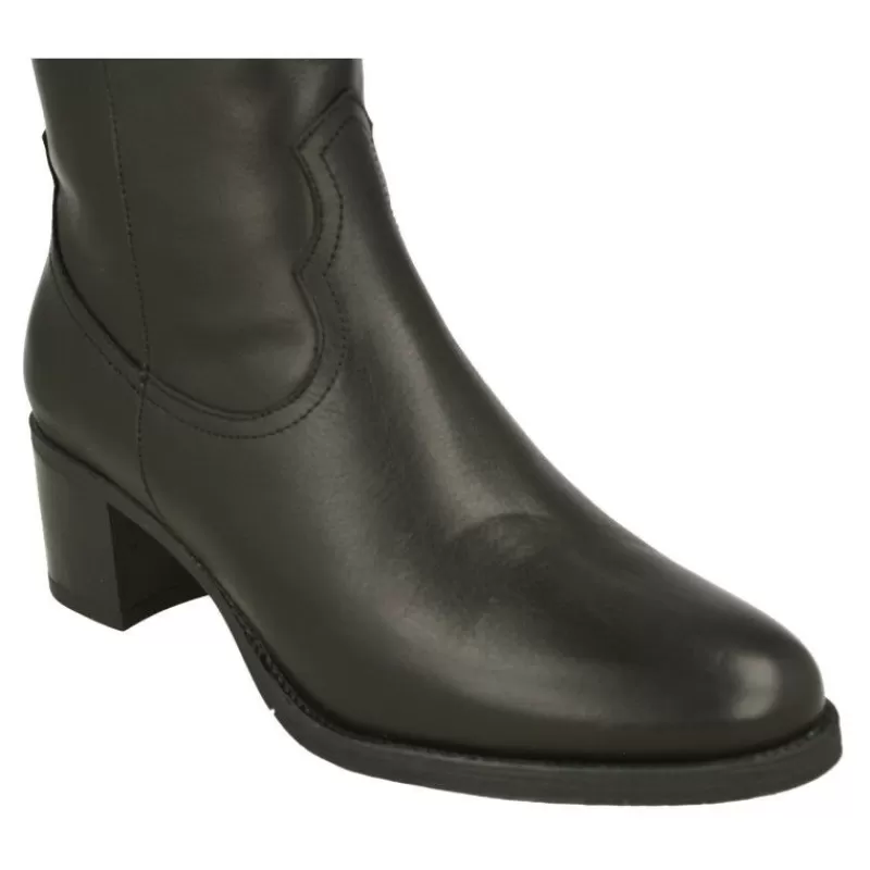 PieSanto Botas-Bota Alta De Estilo Texano Con Tacon De Suela Y Horma De Ancho Especial Con Piso De Goma Con Cerco Negro
