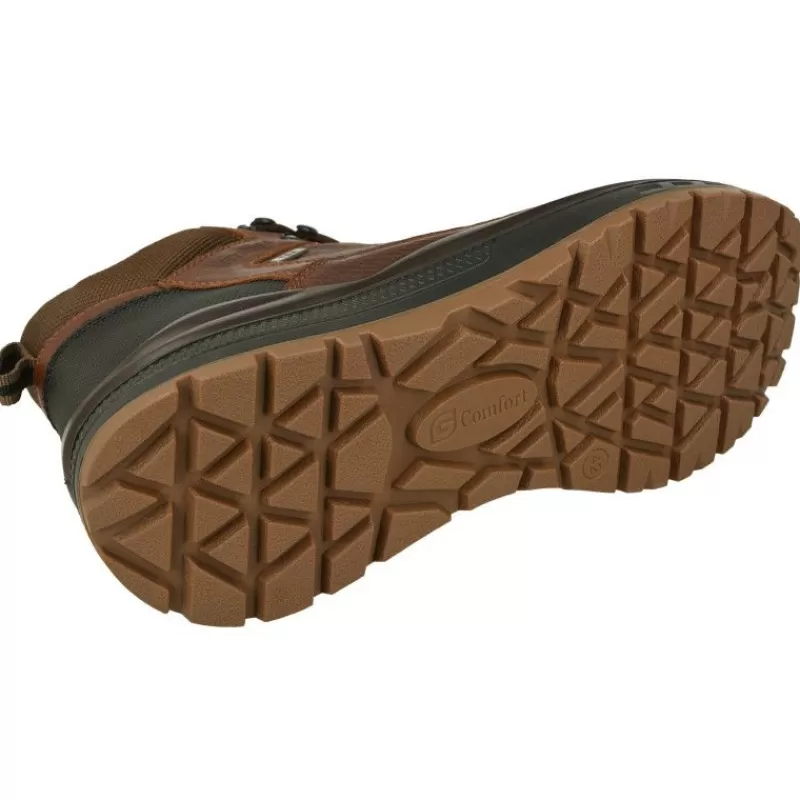 G Comfort Botines-Bota Con Cordones De Con Cremallera Lateral Y Membrana Impermeable, Planta Anatomica Extraible Y Piso Cuna Treking Marron