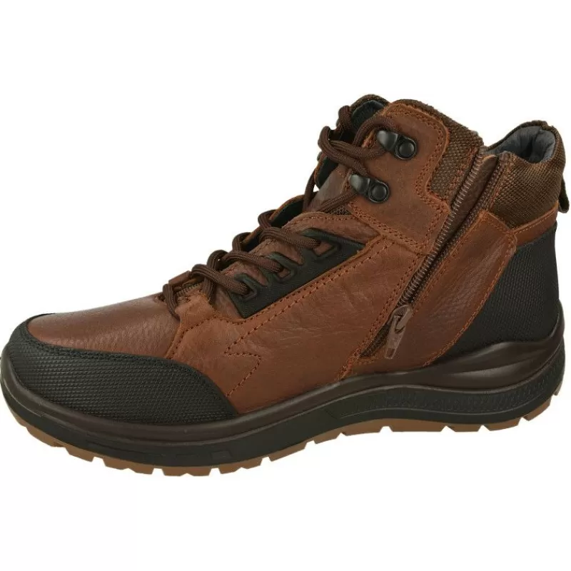 G Comfort Botines-Bota Con Cordones De Con Cremallera Lateral Y Membrana Impermeable, Planta Anatomica Extraible Y Piso Cuna Treking Marron