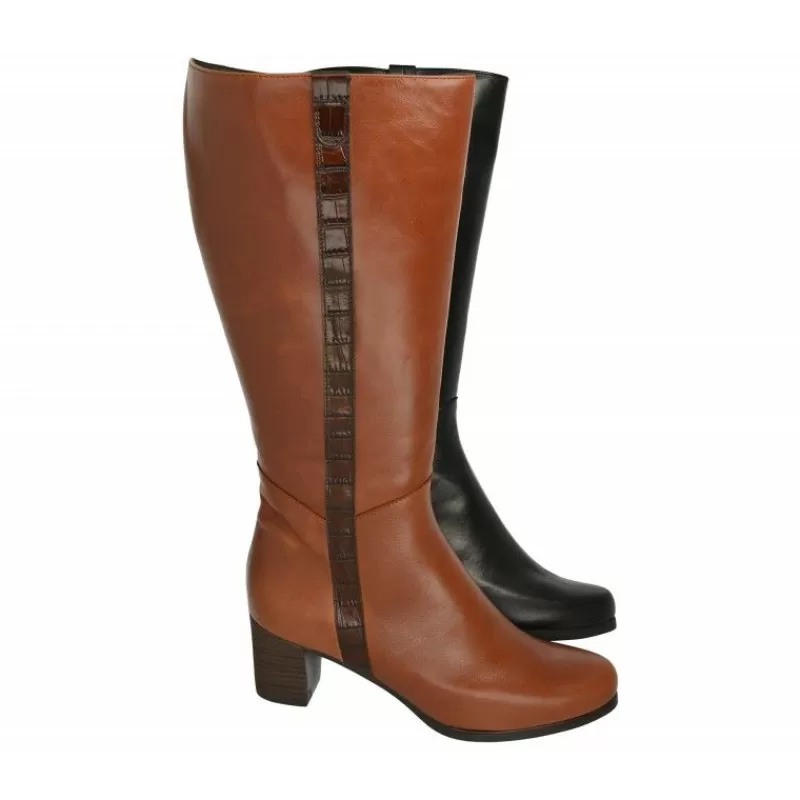 PieSanto Botas-Bota De De Pala Lisa Con Caña Ancha Y Cremallera, Tacon De Suela Y Planta De Descanso Extraible