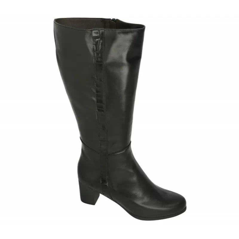 PieSanto Botas-Bota De De Pala Lisa Con Caña Ancha Y Cremallera, Tacon De Suela Y Planta De Descanso Extraible