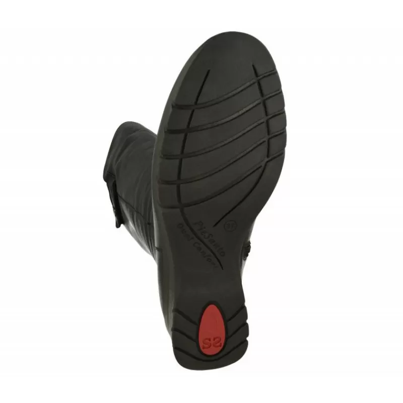 PieSanto Botas-Bota De De Pala Lisa Con Velcro En Caña De 44 Cm De Contorno, Planta Extraible Y Piso De Caucho Negro