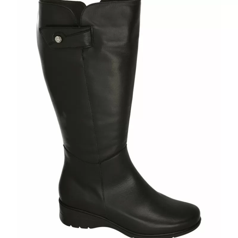 PieSanto Botas-Bota De De Pala Lisa Con Velcro En Caña De 44 Cm De Contorno, Planta Extraible Y Piso De Caucho Negro