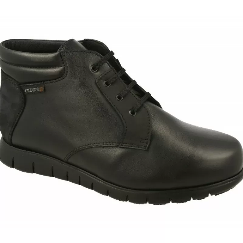 Calzamedi Botines-Botin Cordon De En Pala Lisa Con Piso Aligerado Y Planta De Descanso Extraible En Horma De Ancho 14 Negro
