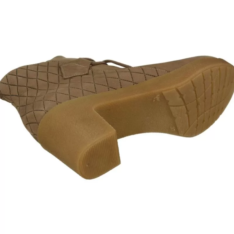 Comfort Class Botines-Botin De Comfortclass En Piel De Nobuck Acolchada Rombos. Piso De Goma Con Tacon Cuna De Gran Comodidad. Planta Natomica Extraib