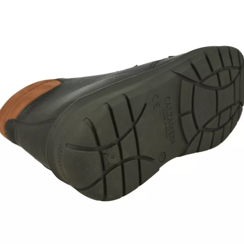 Calzamedi Botines-Botin De Cordones De En Pala Lisa Con Horma De Ancho 13, Piso De Cuna De Poliuretano Y Planta Extraible Negro