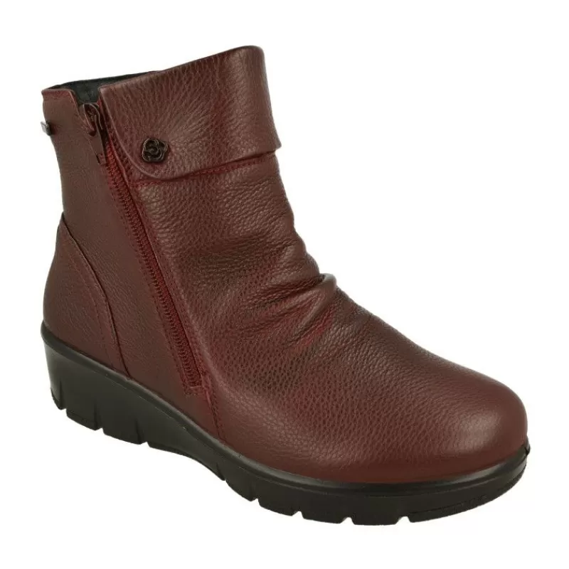 G Comfort Botines-Botin De Con Cremallera Lateral Y Pala Fruncida Con Cuna De Poliuretano Y Planta De Descanso Extraible