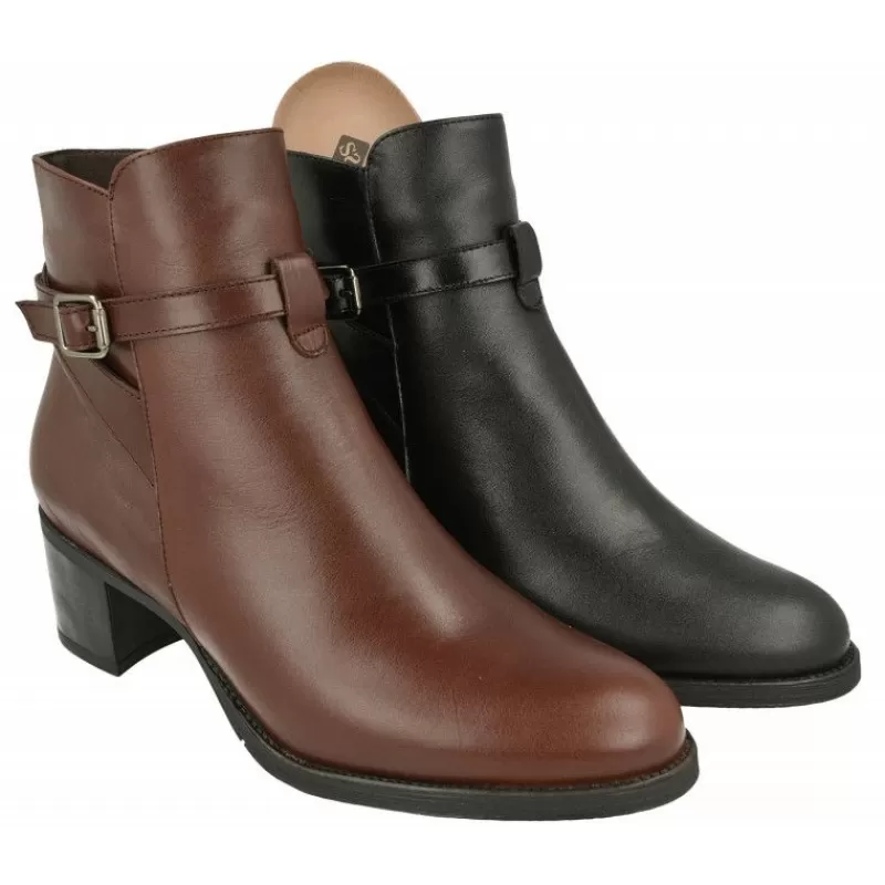 PieSanto Botines-Botin De Con Hebilla Lateral Y Tacon De Suela De Base Ancha, Planta De Descanso Y Piso De Goma