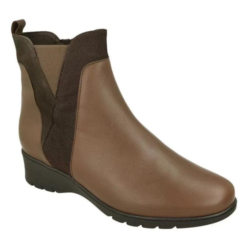 PieSanto Botines-Botin De De Pala Lisa Con Elastico Y Cremallera En Caña, Piso De Caucho Y Planta Anatomica Extraible