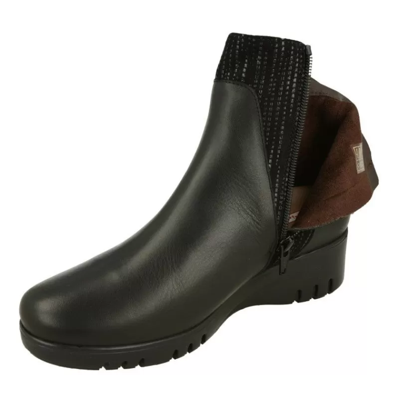 PieSanto Botines-Botin De De Pala Lisa Con Pieza Lateral De Ante Grabado, Piso De Cuna Y Poliuretano Y Planta Descanso Extraible