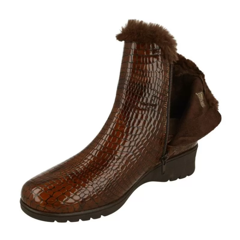 PieSanto Botines-Botin De En Piel Coco Charol Con Cuello Borreguillo, Piso De Cuna De Caucho Y Planta Descanso Extraible