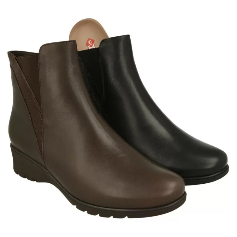 PieSanto Botines-Botin De En Piel Lisa Con Lateral Combinado, Piso De Cuna De Caucho Y Planta Extraible