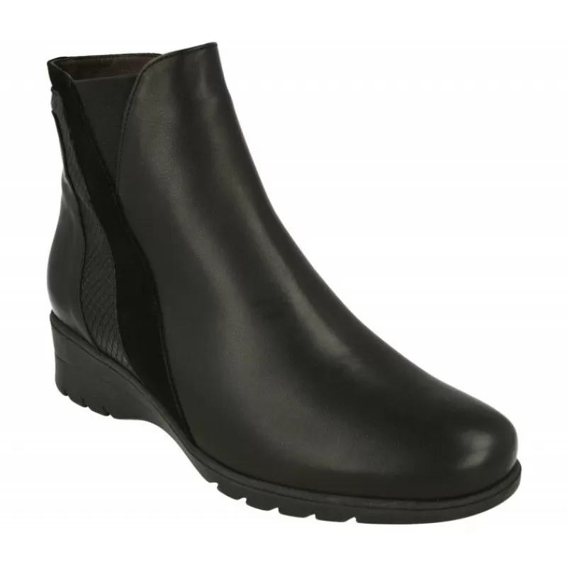 PieSanto Botines-Botin De En Piel Lisa Con Lateral Combinado, Piso De Cuna De Caucho Y Planta Extraible