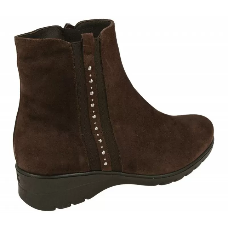 PieSanto Botines-Botin De En Piel Serraje Con Tira Lateral Elastica Con Pedreria Y Piso De Cuna De Goma Con Planta Extraible
