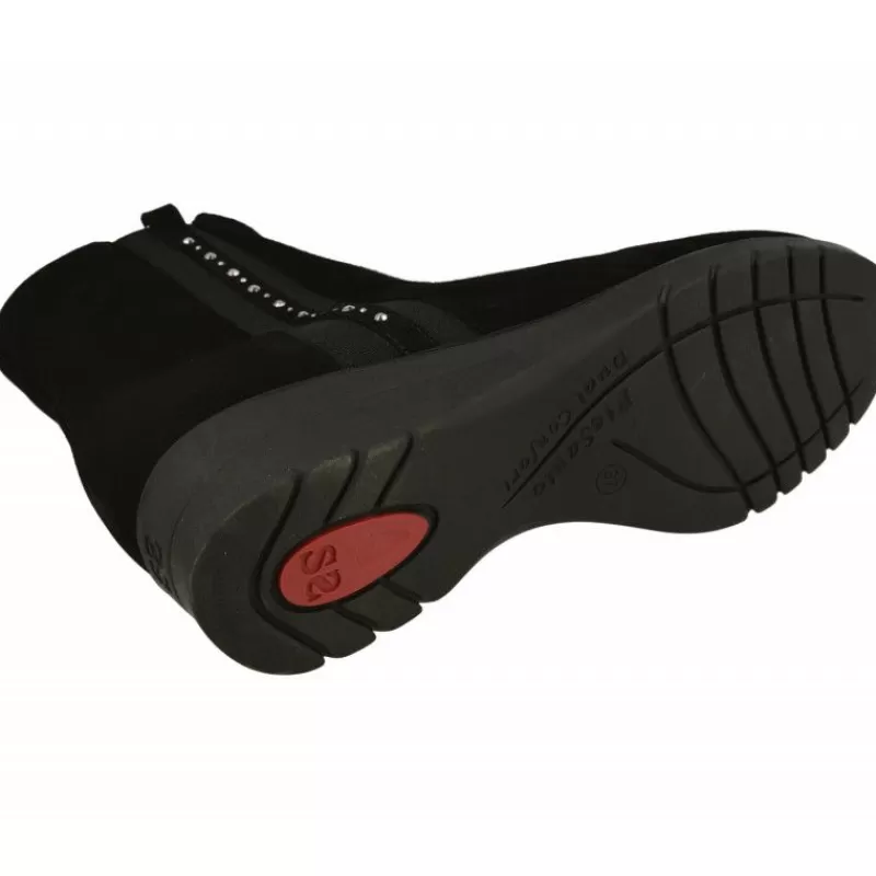 PieSanto Botines-Botin De En Piel Serraje Con Tira Lateral Elastica Con Pedreria Y Piso De Cuna De Goma Con Planta Extraible