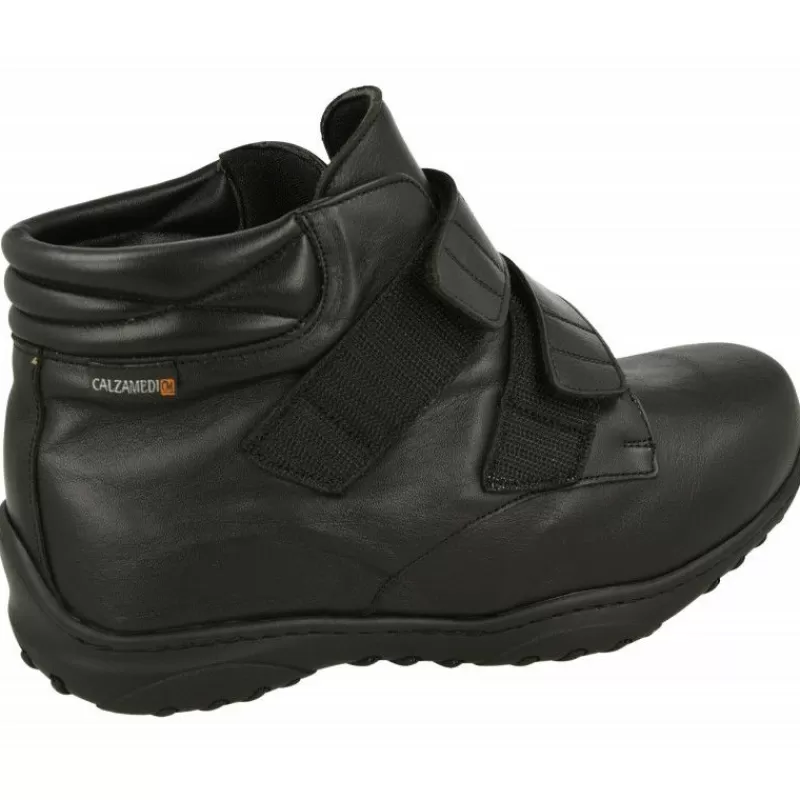 Calzamedi Botines-Botin Velcro De En Horma De Ancho 14, Planta De Descanso Y Piso De Goma Negro