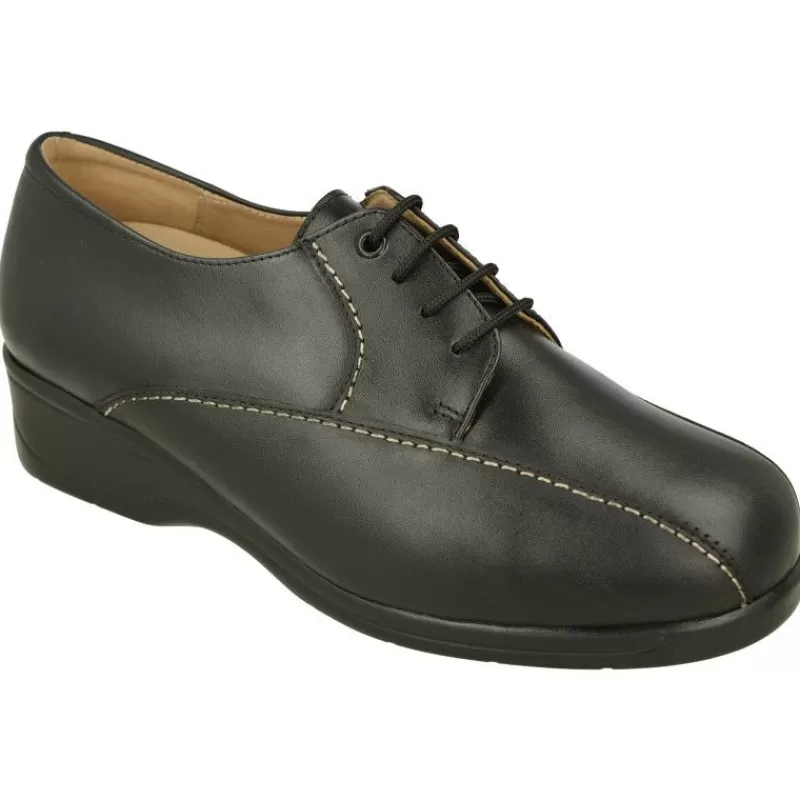 Calzamedi Zapatos Ancho Especial-Cordon De Con Doble Pespunte Contrastado, Piso De Poliuretano Y Planta Anatomica Extraible Negro