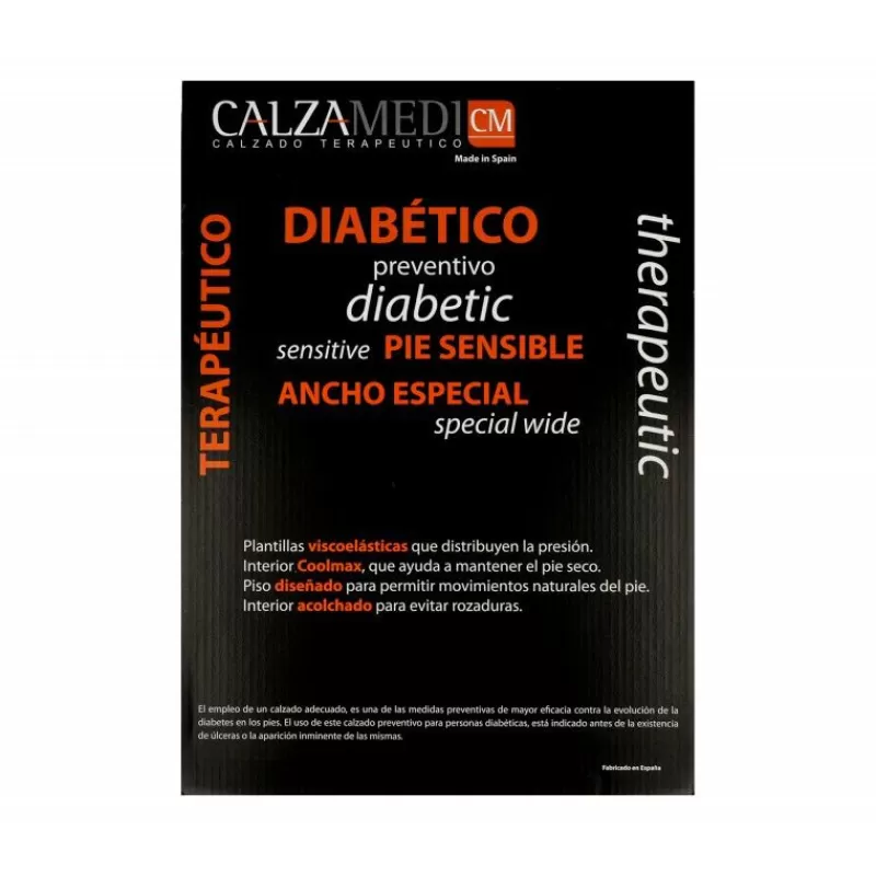 Calzamedi Zapatos Ancho Especial-Cordon De En Ancho 14 Con Piso De Poliuretano Y Piel Grabada Y Planta Extraible Especial Diabetico