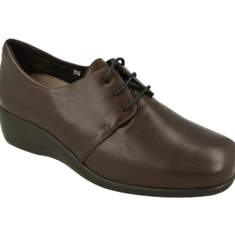 Comfort Class Zapatos Ancho Especial-Cordon De De Pala Lisa Y Piel Cordero, Piso De Cuna De Poliuretano Y Planta De Descanso Extraible