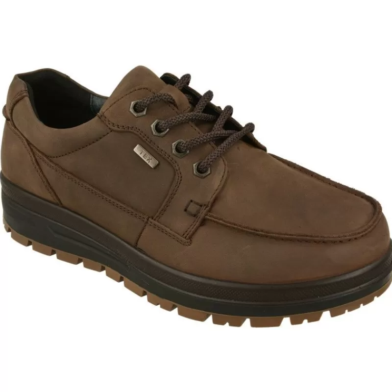 G Comfort Zapatos Ancho Especial-Cordon De Con Bordon En Pala Y Piel Nobuck Impermeable Con Planta Anatomica Extraible Y Piso Cuna Treking Marron