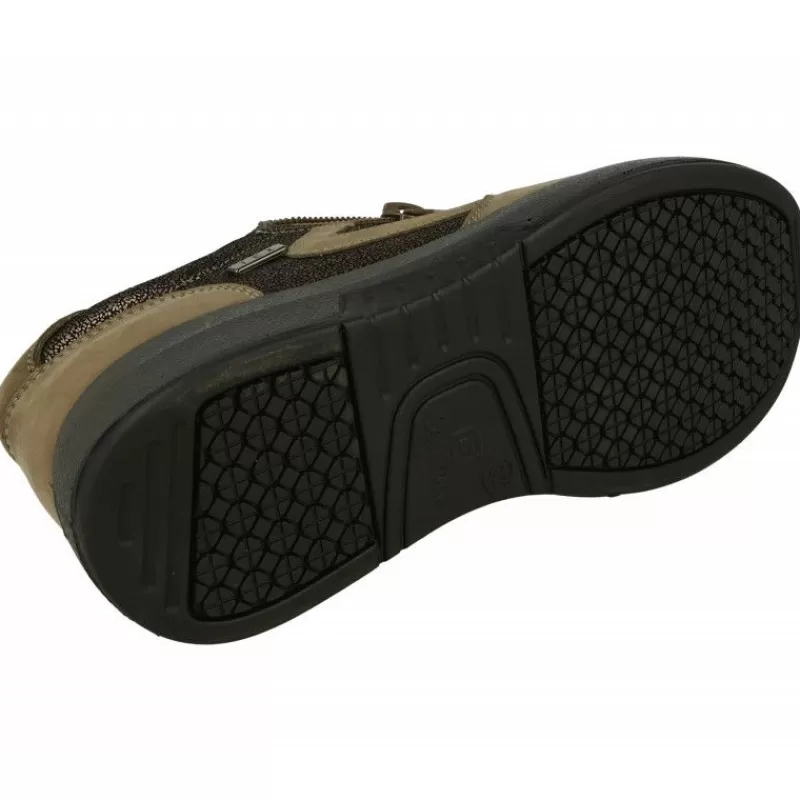 G Comfort Zapatos Ancho Especial-Cordon De Con Cremallera Lateral En Piel Grabada Combinada, Planta De Descanso Extraible Y Piso De Poliuretano