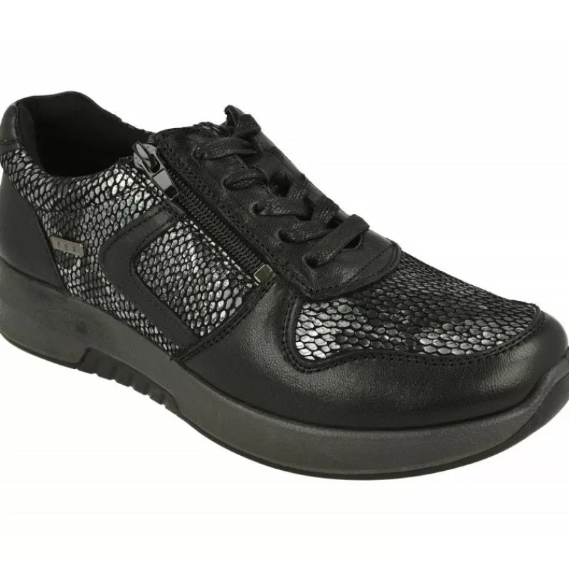 G Comfort Zapatos Ancho Especial-Cordon De Con Cremallera Lateral En Piel Grabada Combinada, Planta De Descanso Extraible Y Piso De Poliuretano