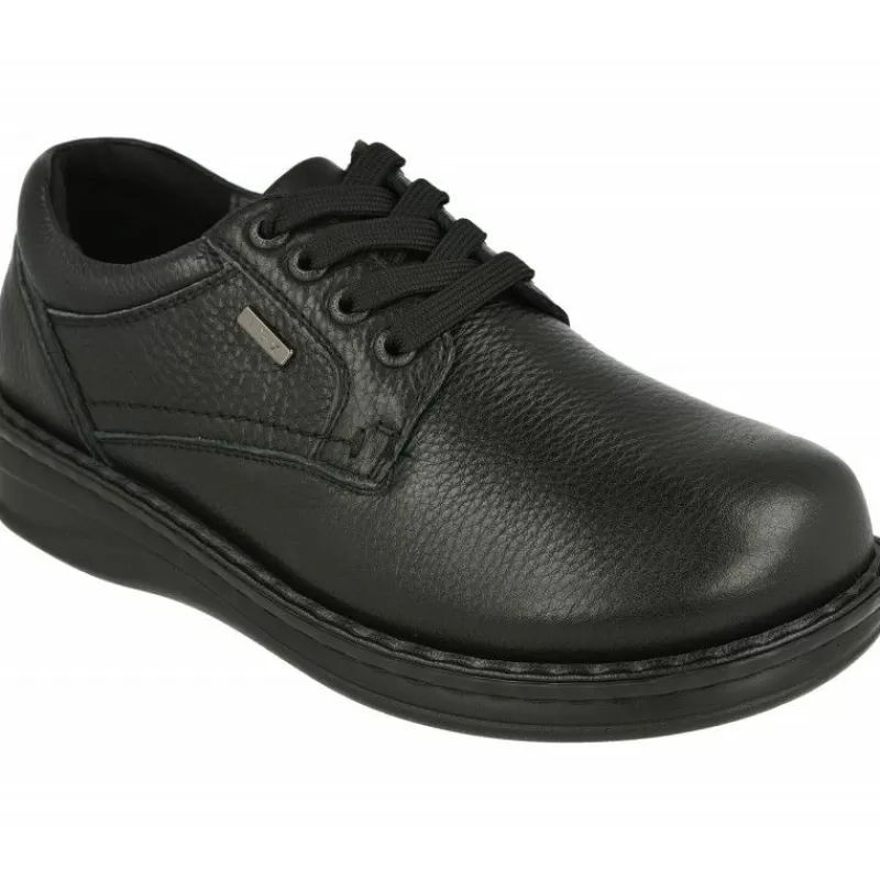 G Comfort Zapatos Ancho Especial-Cordon De De Pala Lisa Con Piel Grabada, Membrana Impermeable Y Piso De Cuna De Poliuretano Aligerada Negro