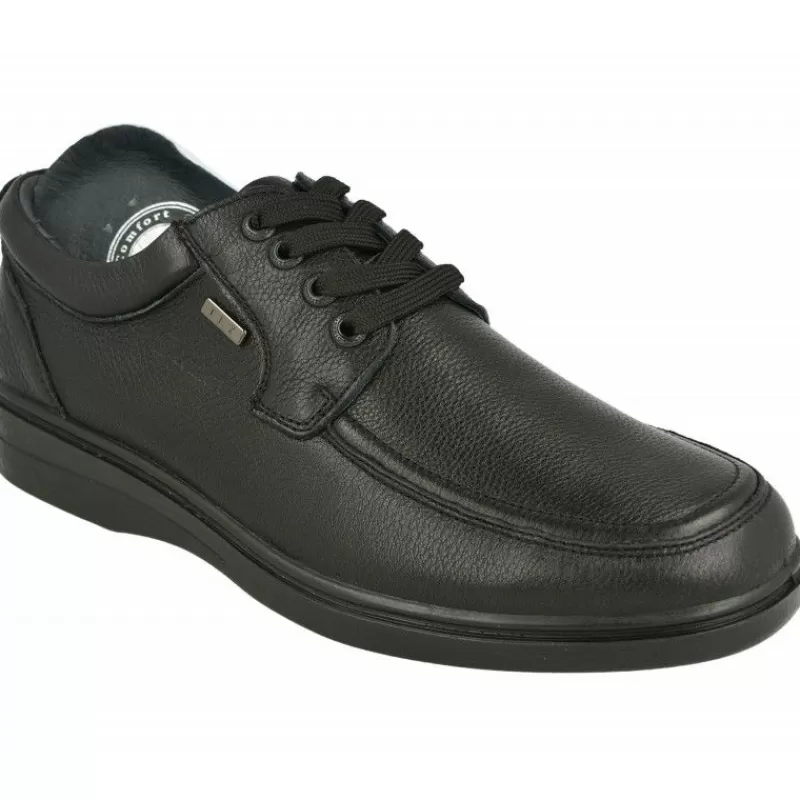 G Comfort Zapatos Ancho Especial-Cordon De En Piel Grabada Con Bordon En Pala, Piso De Poliuretano Y Membrana Impermeable Con Planta Extraible