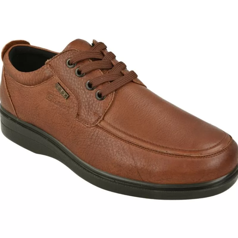 G Comfort Zapatos Ancho Especial-Cordon De En Piel Grabada Con Bordon En Pala, Piso De Poliuretano Y Membrana Impermeable Con Planta Extraible