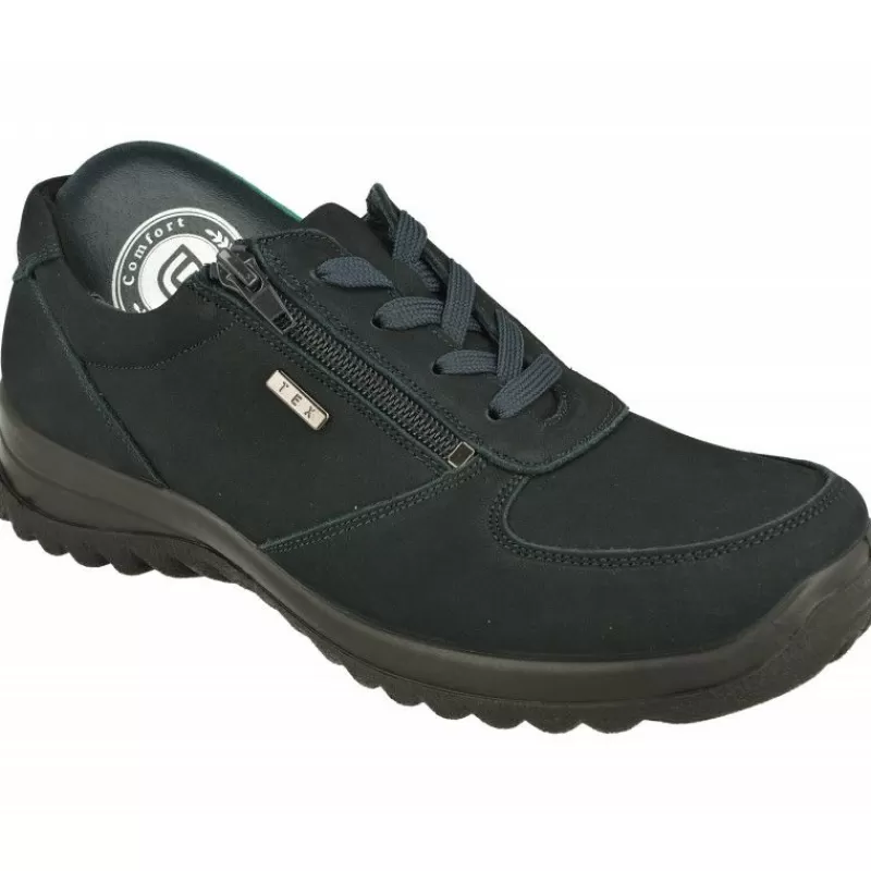 G Comfort Zapatos Ancho Especial-Cordon De En Piel Nobuck Con Membrana Impermeable Y Piso De Poliuretano Con Planta De Descanso Extraible Marino