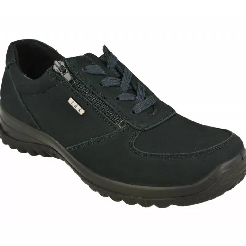 G Comfort Zapatos Ancho Especial-Cordon De En Piel Nobuck Con Membrana Impermeable Y Piso De Poliuretano Con Planta De Descanso Extraible Marino