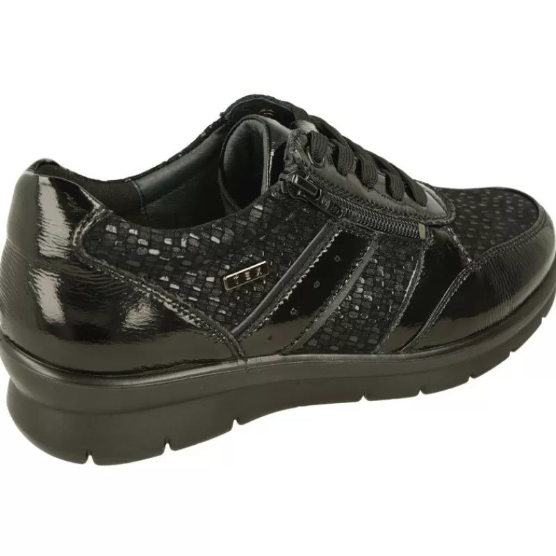 G Comfort Zapatos Ancho Especial-Cordon De G-Comfort En Piel Combinada Charol Metal De Horma Ancho 14 Piso De Cuna Ancha Y Planta De Descanso Extraible Negro