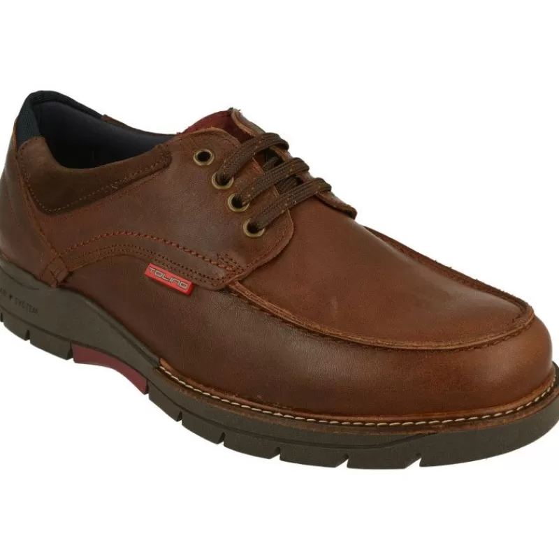 Tolino Zapatos Ancho Especial-Cordon De Con Bordon En Pala De Piel Engrasada, Plantilla Anatomica Extraible Y Piso Flexible De Cuna De Caucho