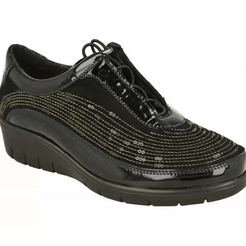 Doctor Cutillas Zapatos Ancho Especial-Cordon Del En Piel Combinada Nobuck Charol Con Tachas En Pala Y Piso Y Planta De Descanso Extraible