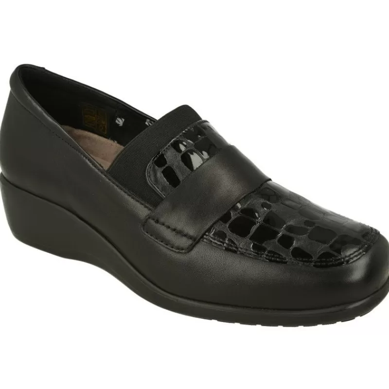 Comfort Class Mocasines-Mocasin De Con Elastico Y Bordon En Pala En Piel, Piso Aligerado Y Planta Anatomica Extraible