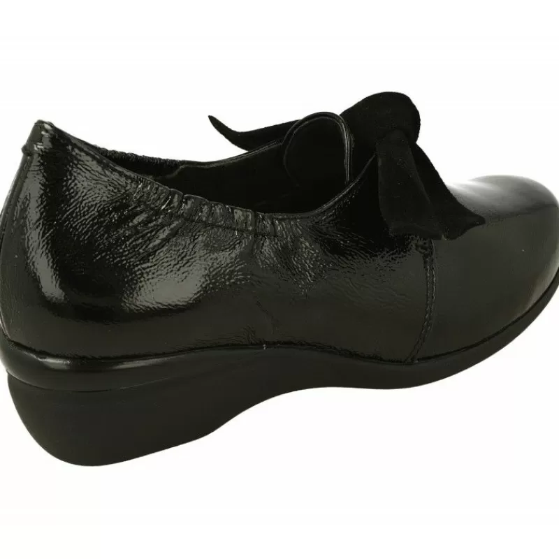 Comfort Class Mocasines-Mocasin De En Piel Charol Con Lazo Ante. Piso De Poliuretano Planta De Descanso Movible Y Horma De Ancho Especial