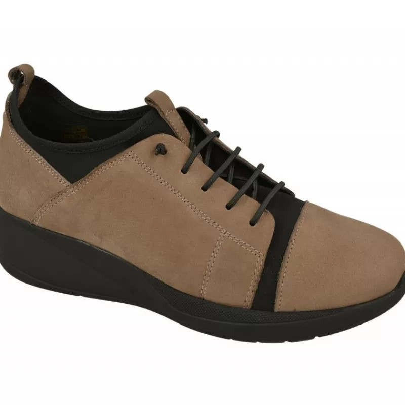 Comfort Class Mocasines-Mocasin De En Piel Nobuck Con Cordon Figurado E Interior Con Calcetin Elastico Y Piso Acolchado Y Amortiguado