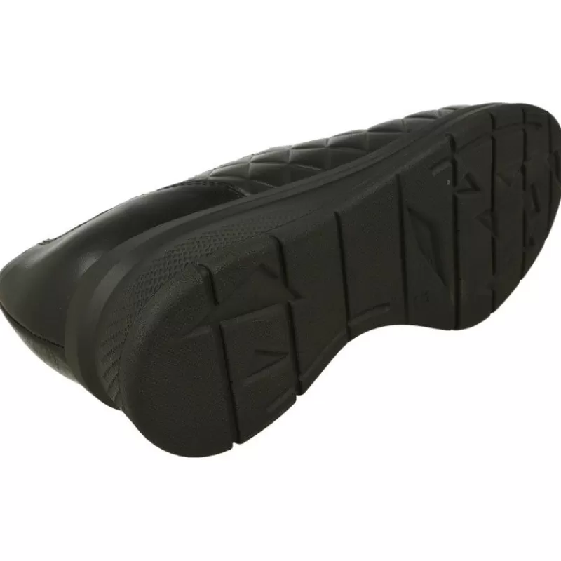 Comfort Class Mocasines-Mocasin De Confort Class Con Elasticos En Pala Y Piel Acolchada Rombos. Piso Muy Ligero De Poliuretano Y Planta Extraible Negro