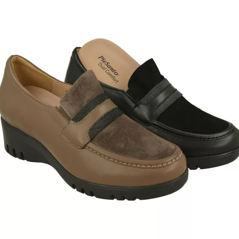 PieSanto Mocasines-Mocasin De Con Elasticos En Pala Combinada Con Piel Y Ante. Cuna Alta De Poliuretano Muy Ligera Con Planta Movible.