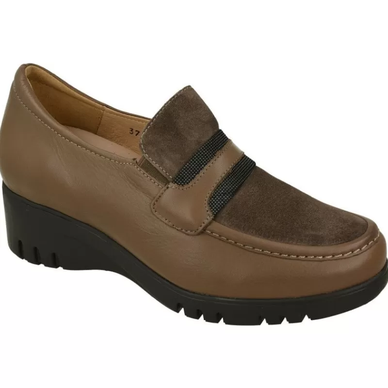 PieSanto Mocasines-Mocasin De Con Elasticos En Pala Combinada Con Piel Y Ante. Cuna Alta De Poliuretano Muy Ligera Con Planta Movible.