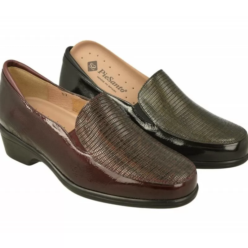 PieSanto Mocasines-Mocasin De En Piel Charol Con Pala Grabada Y Piso De Cuna De Poliuretano Con Planta De Descanso Extraible