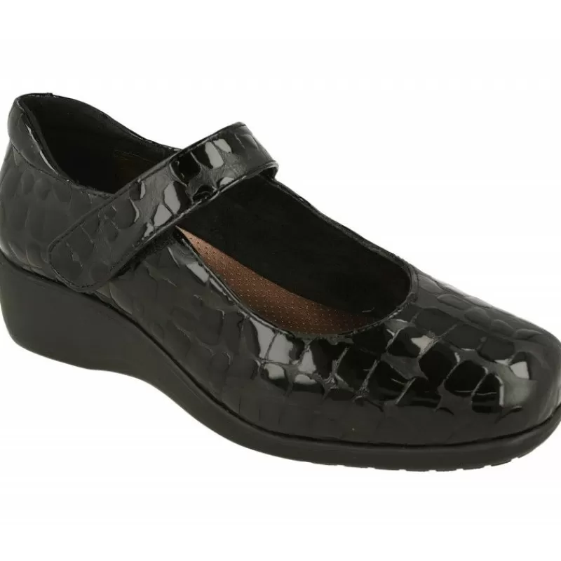 Comfort Class Zapatos Con Pulsera-Pulsera De En Piel Coco Charol Con Ajuste De Tira De Velcro Y Piso Aligerado Con Planta De Descanso Extraible