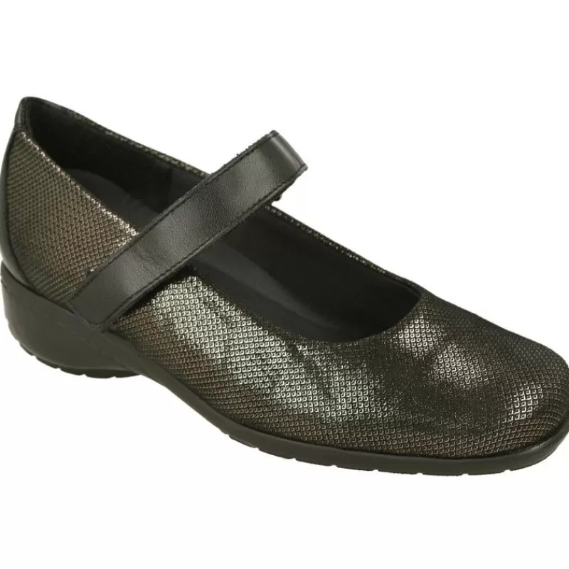Doctor Cutillas Zapatos Con Pulsera-Pulsera Del En Piel Grabada Con Ajuste De Velcro. Piso Aligerado Y Planta De Descanso Extraible