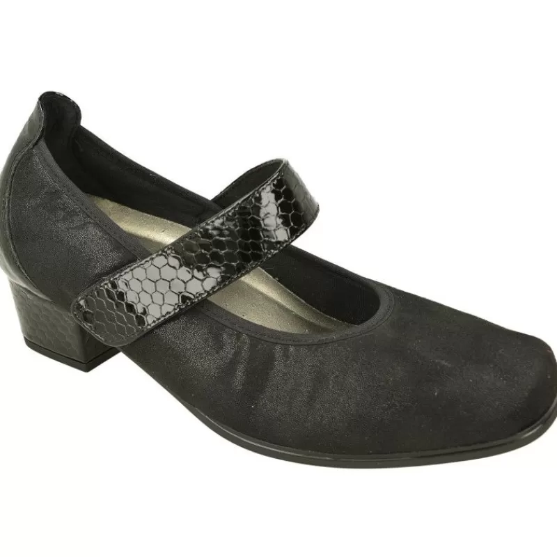Doctor Cutillas Zapatos Con Pulsera-Pulsera Del En Piel Grabada Elastica Con Tira De Velcro Ajustable Y Planta Extraible. Negro