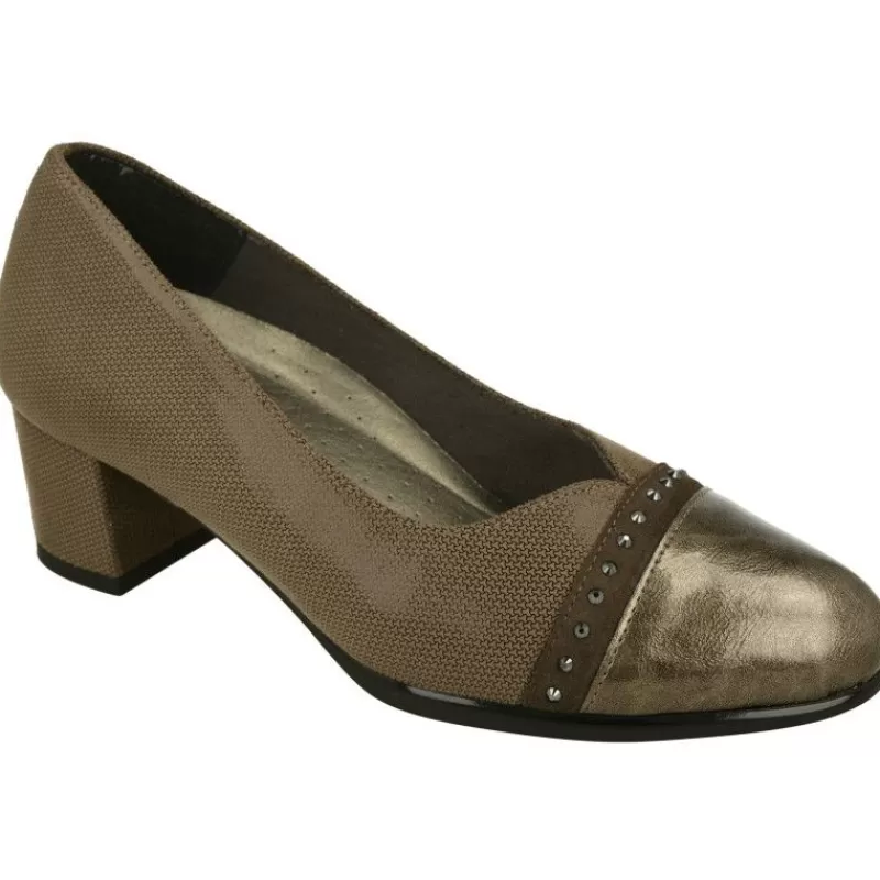Doctor Cutillas Zapatos Ancho Especial-Salón De Combinado Con Puntera Recta Y Tacon Forrado. Planta Descanso Extraible Y Horma De Ancho 12 Taupe